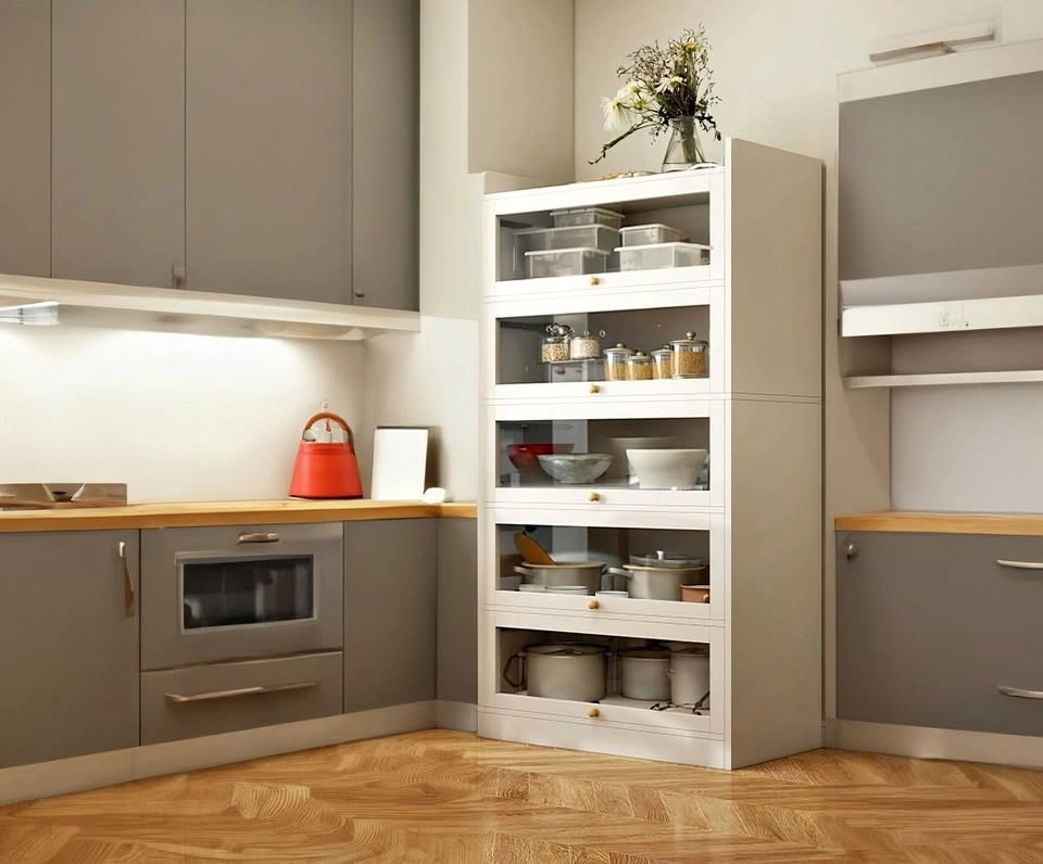 Space-Saving Multi-Layer Storage Rack with Door