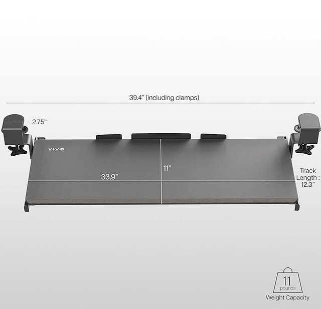 Long Clamp-on Keyboard and Mouse Under Desk Slider - photo 3