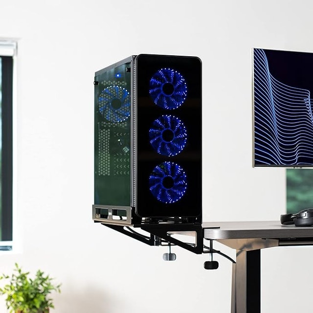 Clamp-on Adjustable Desk side Gaming PC Holder