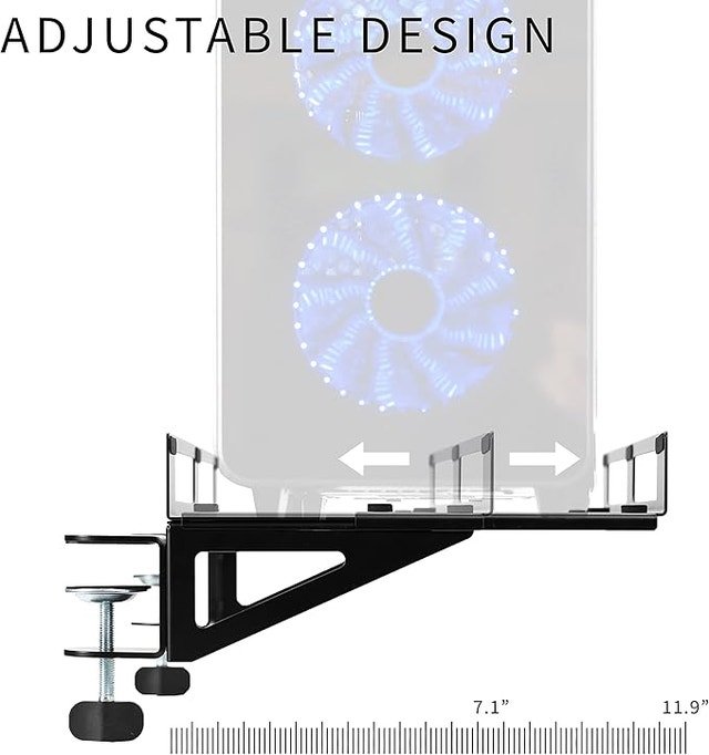 Clamp-on Adjustable Desk side Gaming PC Holder - photo 4
