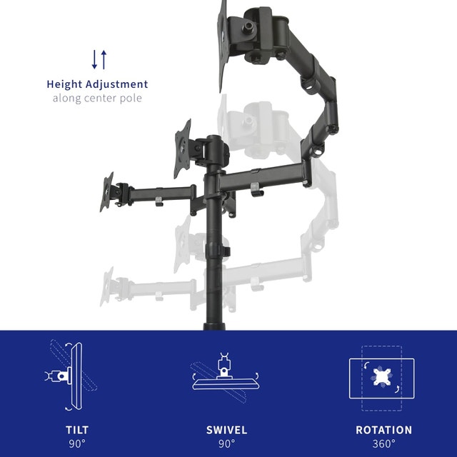 Triple Monitor Mount - Up to 24" Screens - STAND-V003P - photo 3