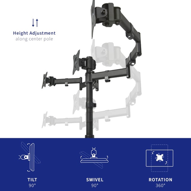 Triple Monitor Mount - 3 LCD Screens up to 24" - STAND-V003M - photo 3