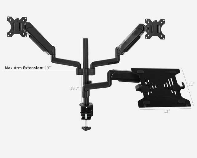 Dual Monitor and Laptop Desk Mount With Pneumatic Arm - photo 2