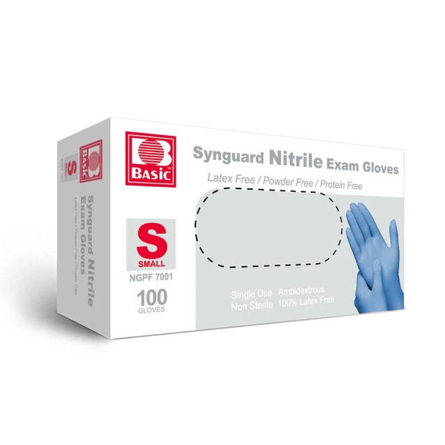SynGuard Nitrile Exam Gloves, Small, 100 Count