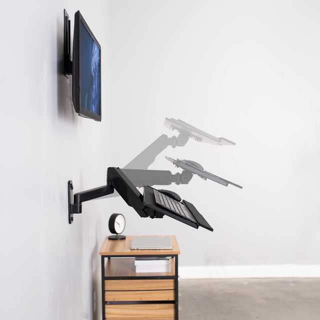 VIVO Single Monitor Wall Mount & Keyboard Tray Combo (MOUNT-VWKB