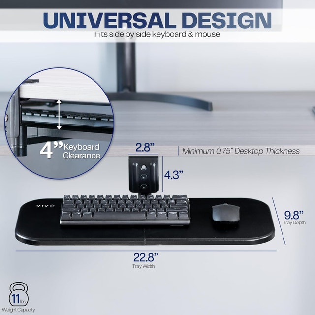 Under Desk Keyboard & Mouse Tray - 23x10 inch Swivel - photo 3