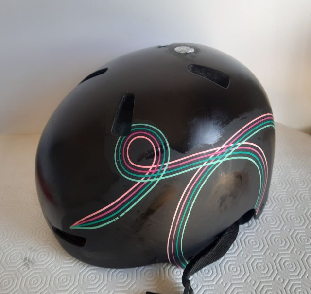 Black Helmet with Colorful Design