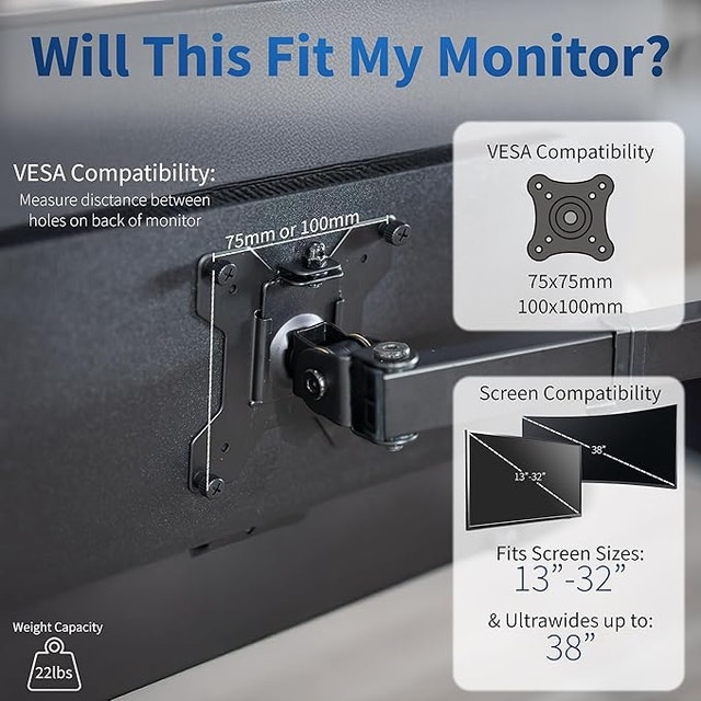 VIVO Single Monitor Desk Mount - Up to 38" Screens - photo 3