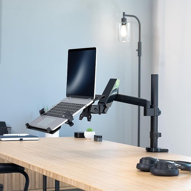 Pneumatic Arm Single Laptop Desk Mount - VIVO