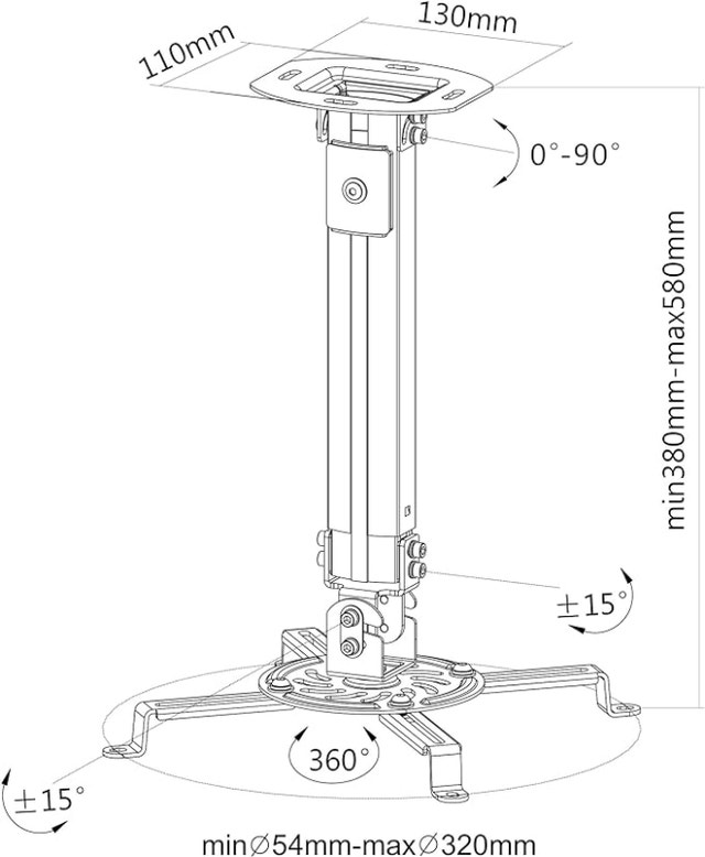 VIVO Universal Extending Ceiling Projector Mount - MOUNT-VP02W - photo 4