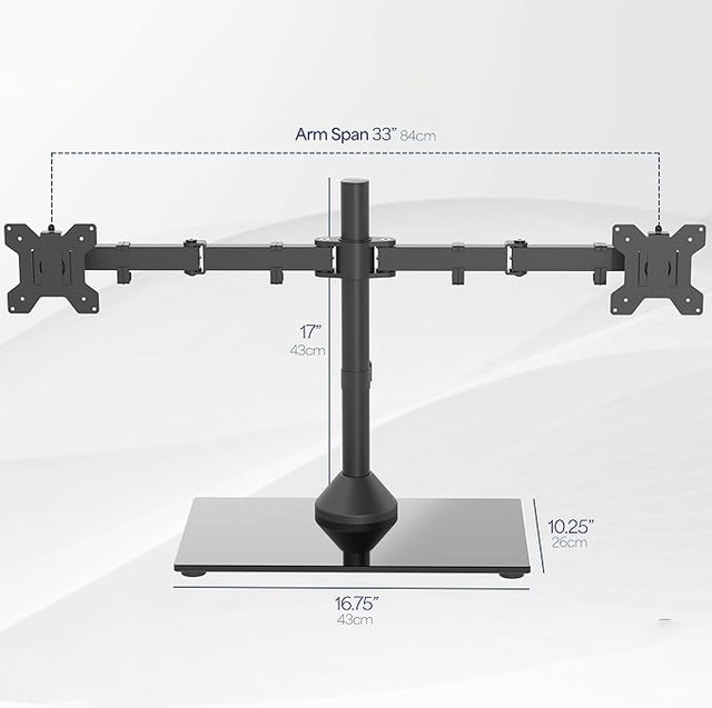 Freestanding Dual Monitor Stand with Sleek Glass Base - photo 2