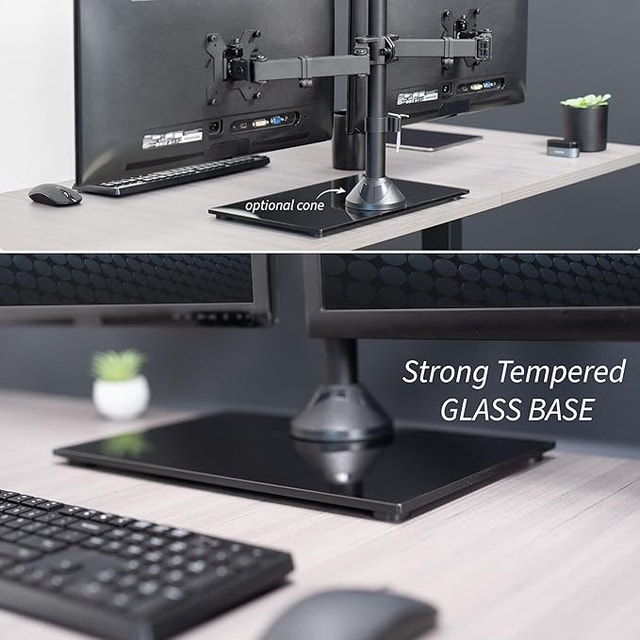 Freestanding Dual Monitor Stand with Sleek Glass Base - photo 5