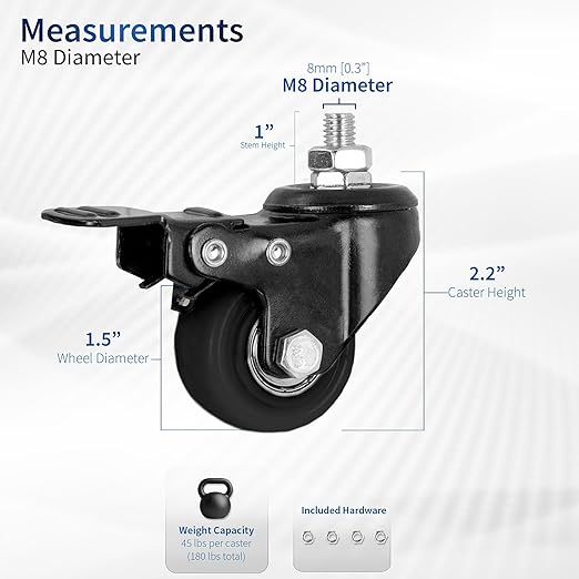 M8 Lockable Caster Wheels (Set of 4) - VIVO - photo 2