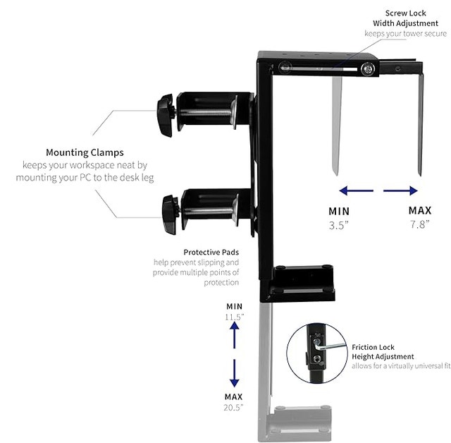 VIVO Adjustable Clamp-on Desk Leg PC Mount - MOUNT-PC01C - photo 3