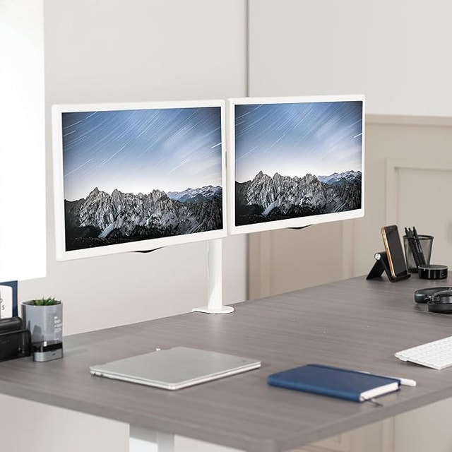 White Dual Monitor Desk Mount - photo 2