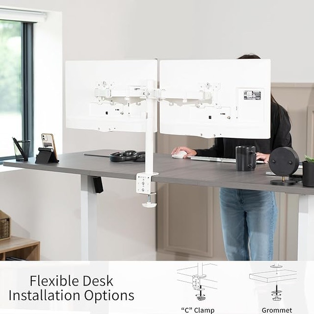 White Dual Monitor Desk Mount - photo 3