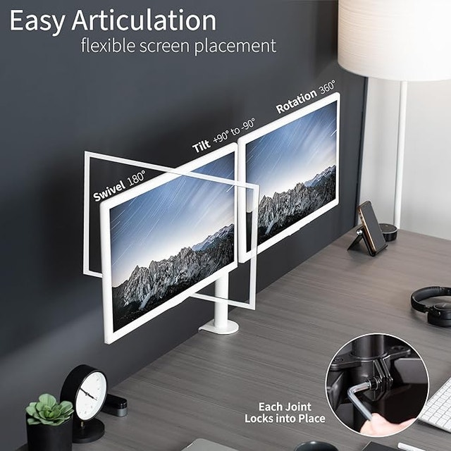 White Dual Monitor Desk Mount - photo 5