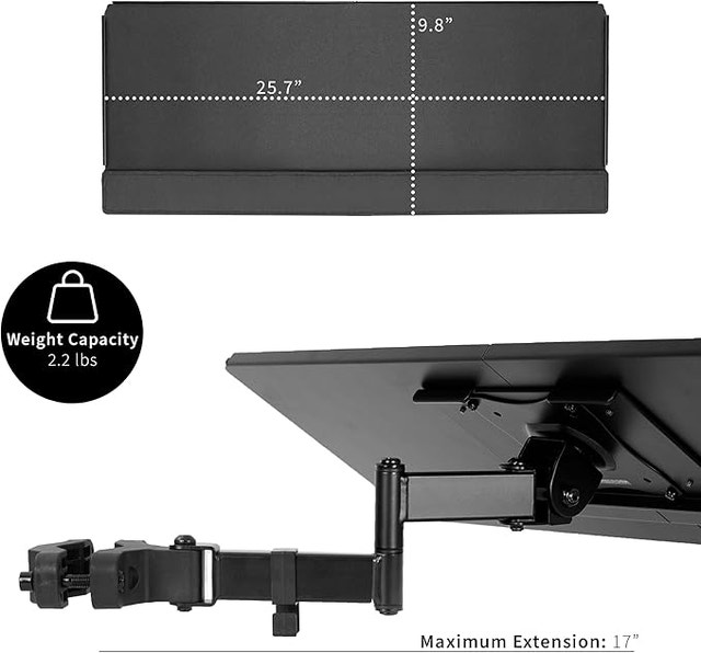 Universal Pole Mount Keyboard Tray - 25.7” x 9.8” - Mount-POLEKB - photo 4