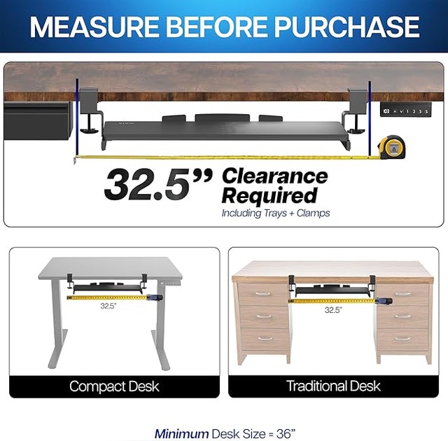 Keyboard and Mouse Under Desk Slider Tray - 27" x 11" - photo 4
