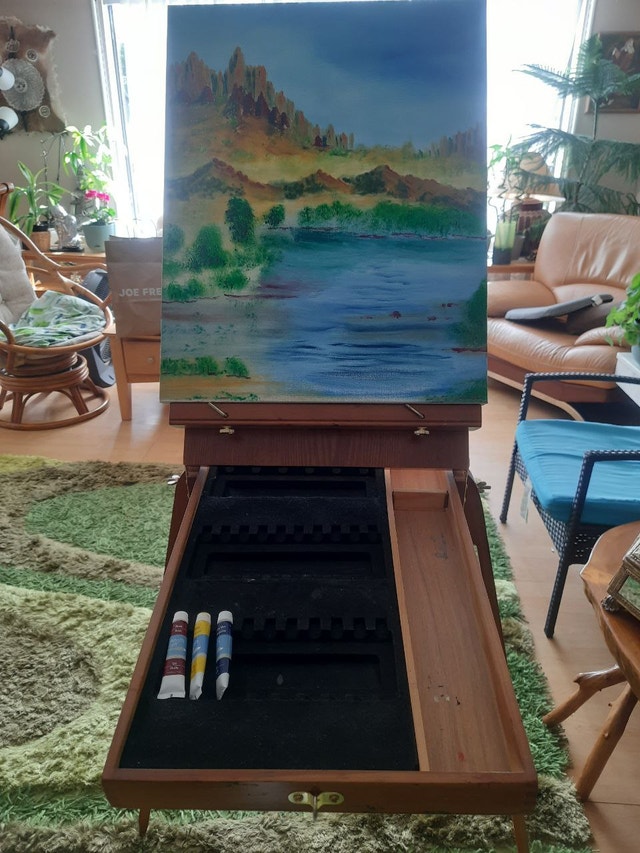 Vintage Wooden Artist Easel with Storage - photo 2