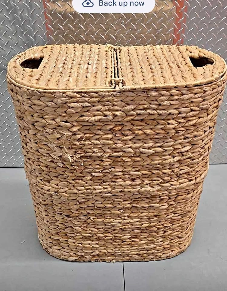 Natural Wicker Water Hyacinth Double Laundry Hamper