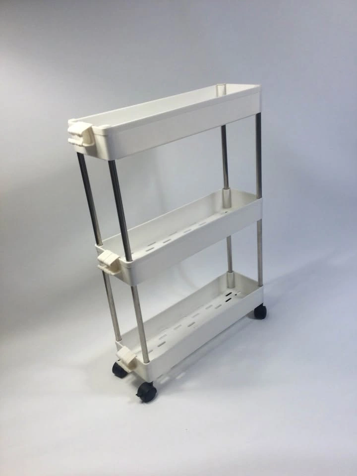 Slim 3-Tier Rolling Utility Storage Cart w/ Hooks - photo 2