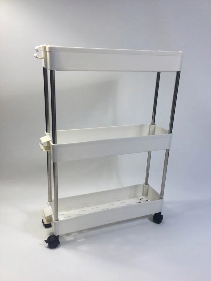 Slim 3-Tier Rolling Utility Storage Cart w/ Hooks - photo 3