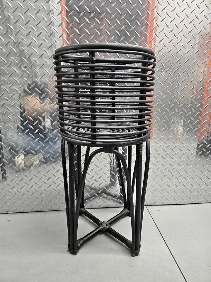Black Woven Rattan Plant Stand