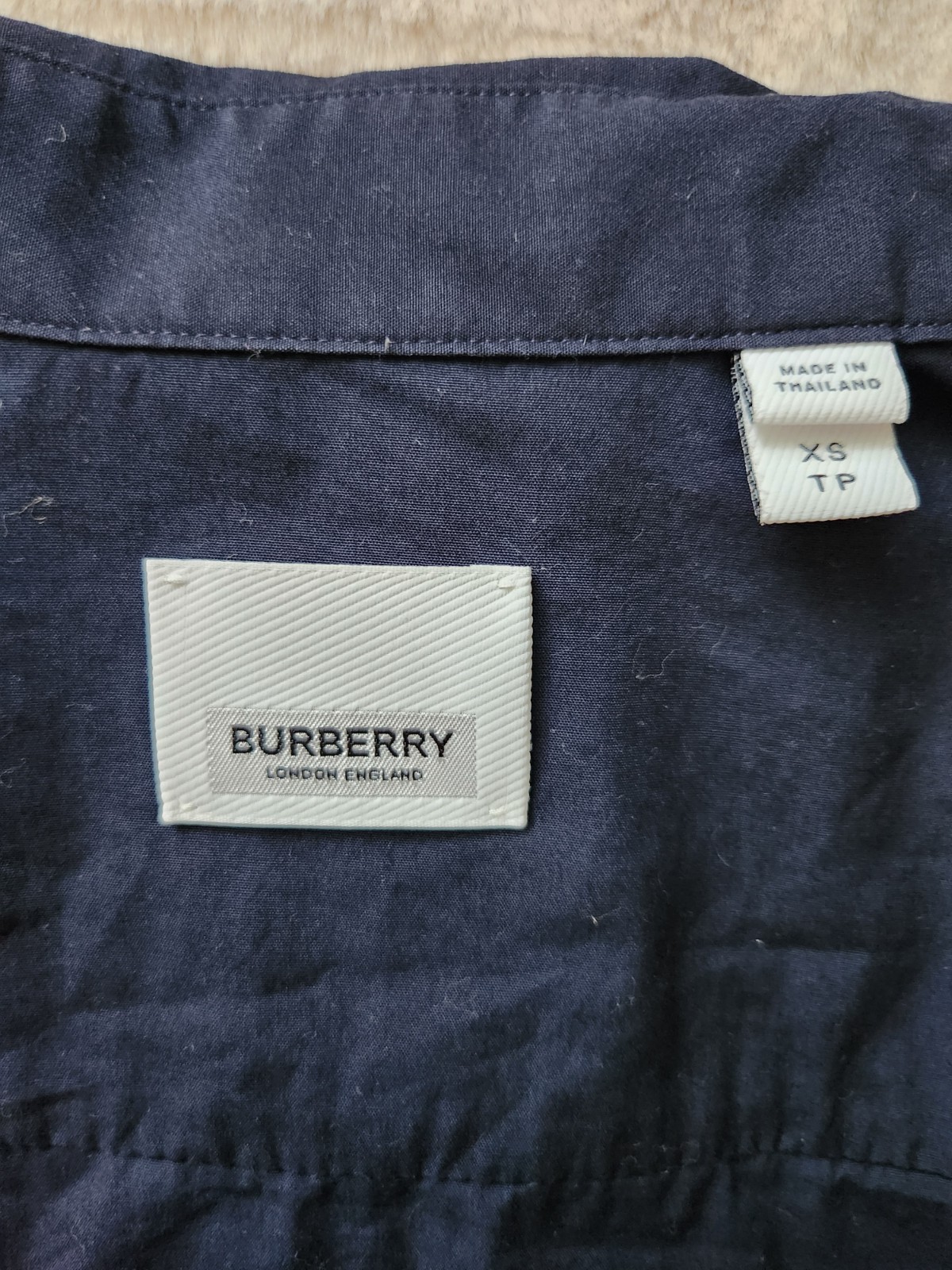 Burberry TB Monogram Button Down Long Sleeve Shirt Navy Men's XS - photo 5