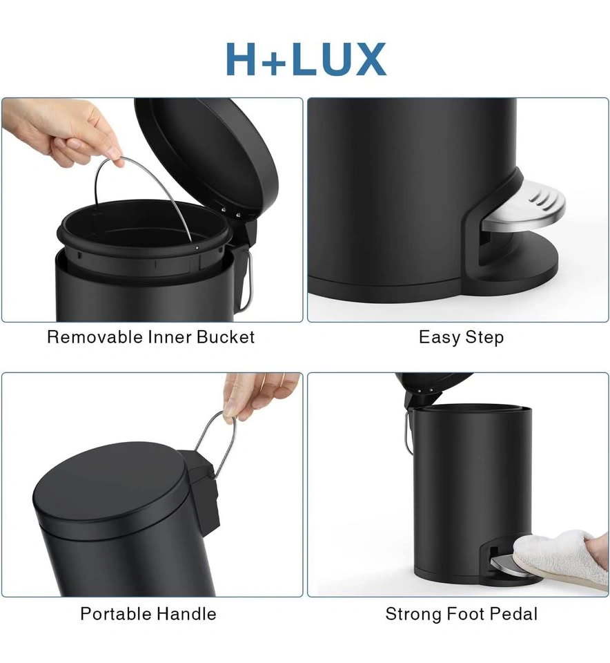 Black Trash Can with Lid Soft Close - photo 5