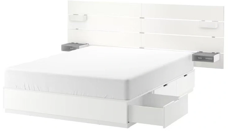 IKEA NORDLI Queen Bed Frame w/ Storage & Headboard + Mattress