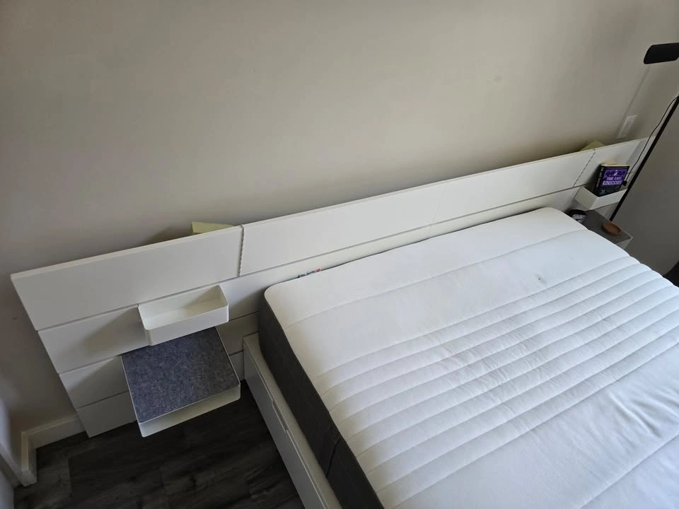 IKEA NORDLI Queen Bed Frame w/ Storage & Headboard + Mattress - photo 2