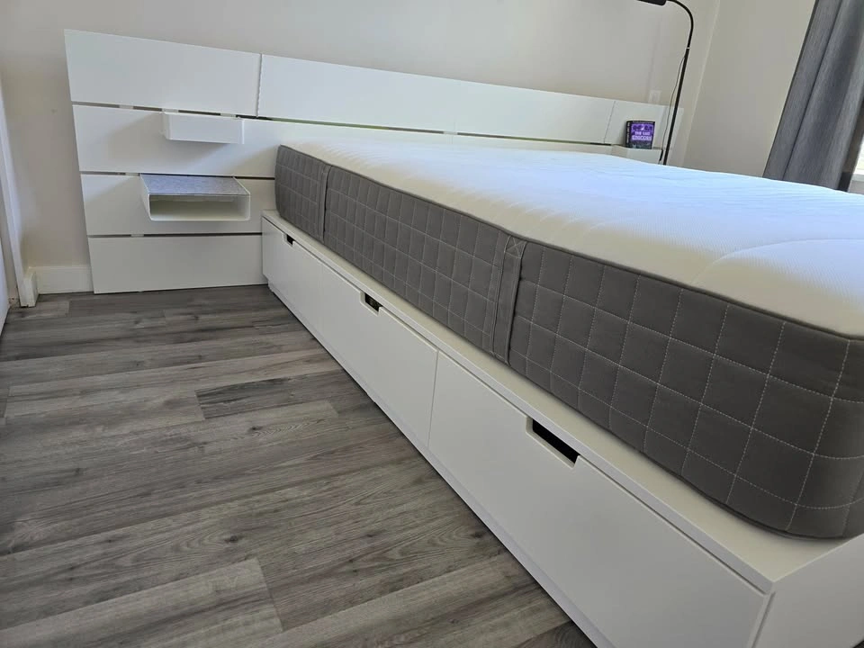 IKEA NORDLI Queen Bed Frame w/ Storage & Headboard + Mattress - photo 3