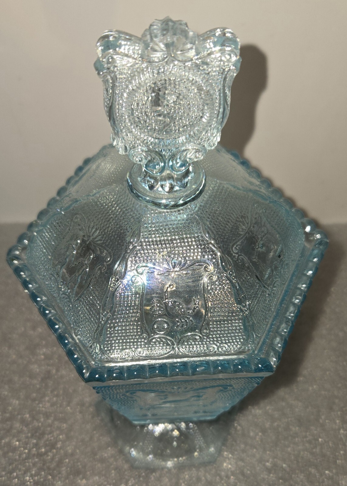 1969 Imperial Glass Zodiac Candy Jar - Blue Azur Carnival - photo 2