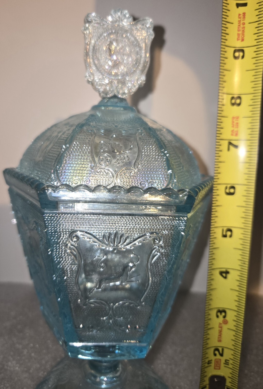 1969 Imperial Glass Zodiac Candy Jar - Blue Azur Carnival - photo 3