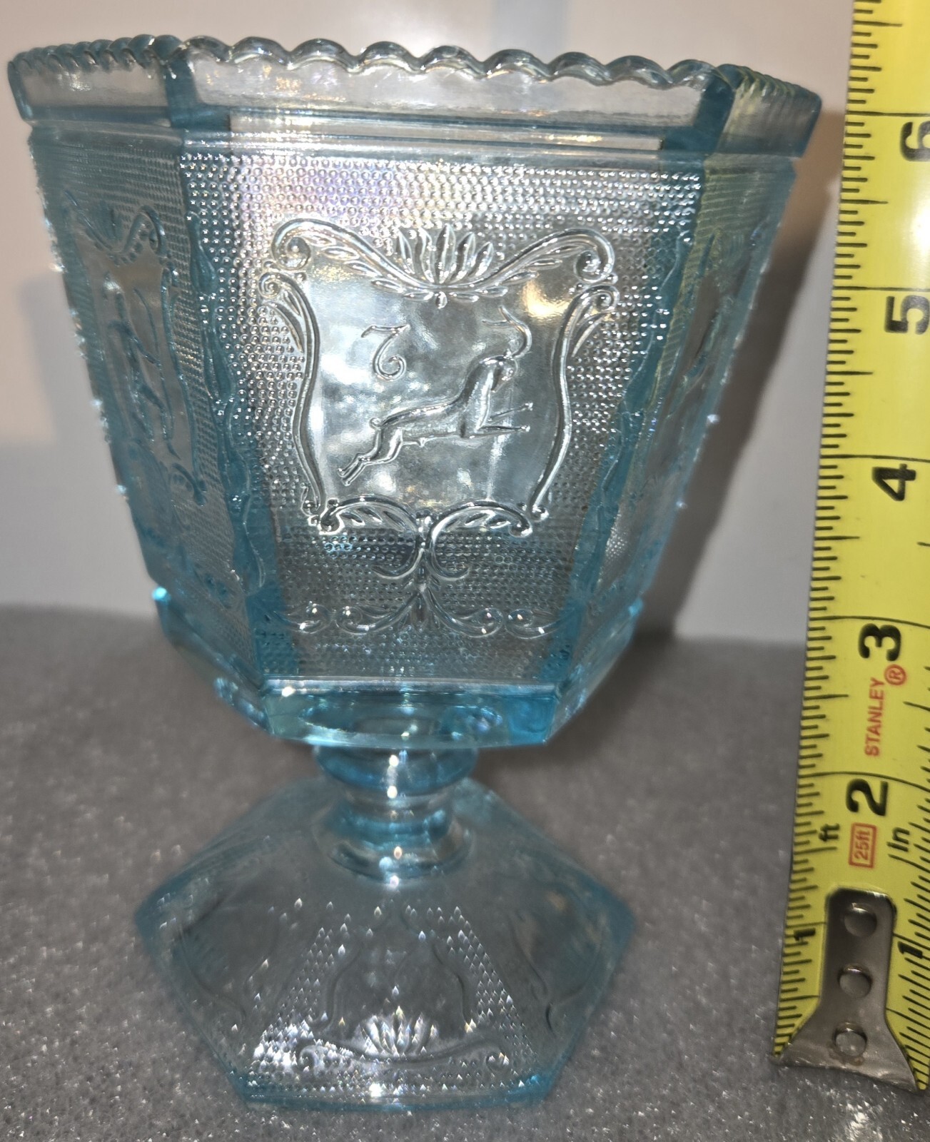1969 Imperial Glass Zodiac Candy Jar - Blue Azur Carnival - photo 4