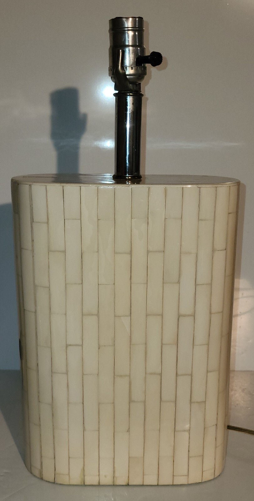 Post Modern Oval Camel Bone Lamp, 1980s, No Shade