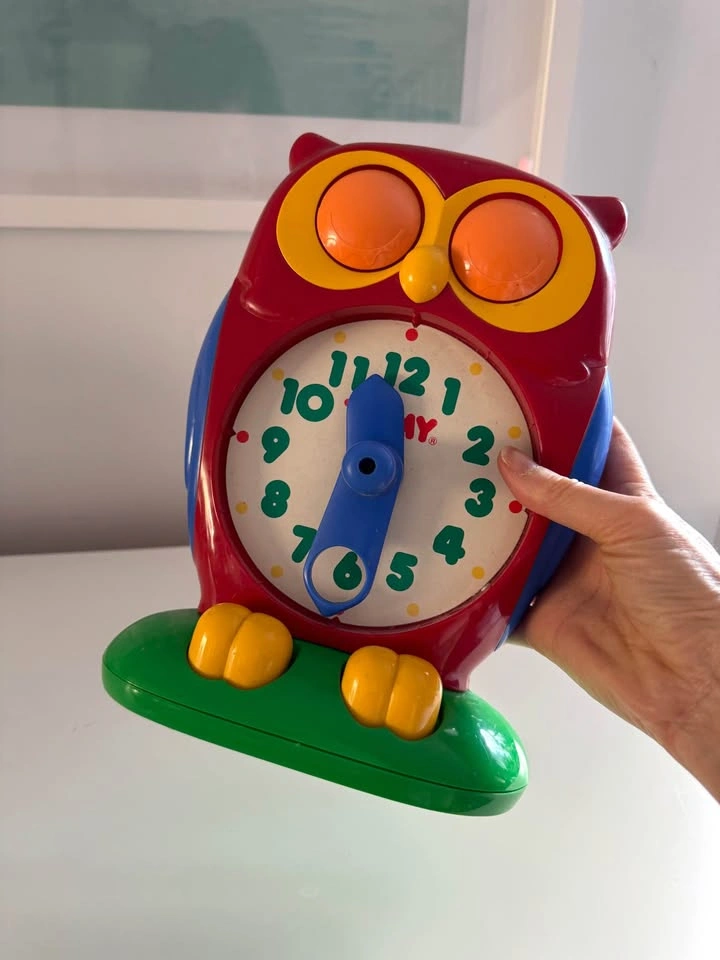Vintage 1990 TOMY Owl Teaching Clock - Retro Educational Toy - photo 2