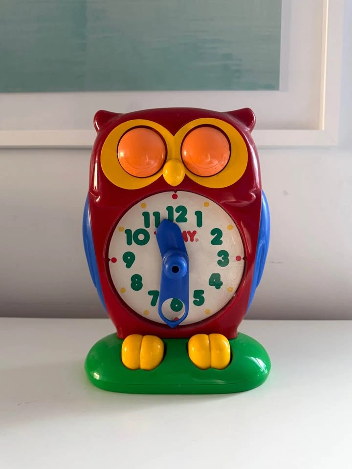 Vintage 1990 TOMY Owl Teaching Clock - Retro Educational Toy - photo 3