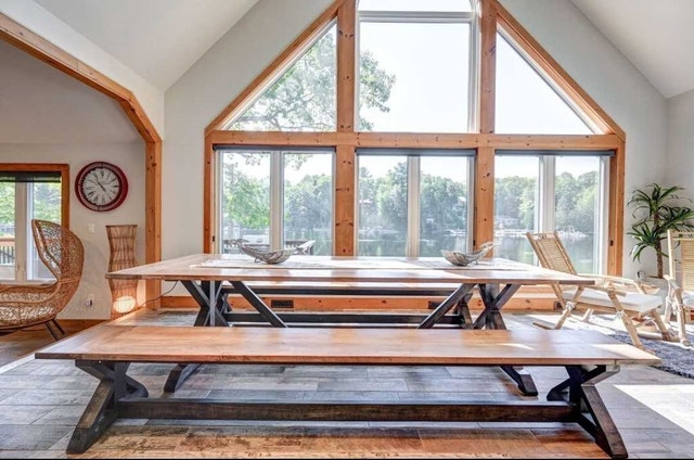 Custom 10 ft Wood Table with Benches