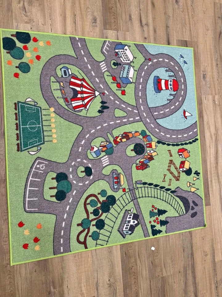 Kids City Road Map Play Rug