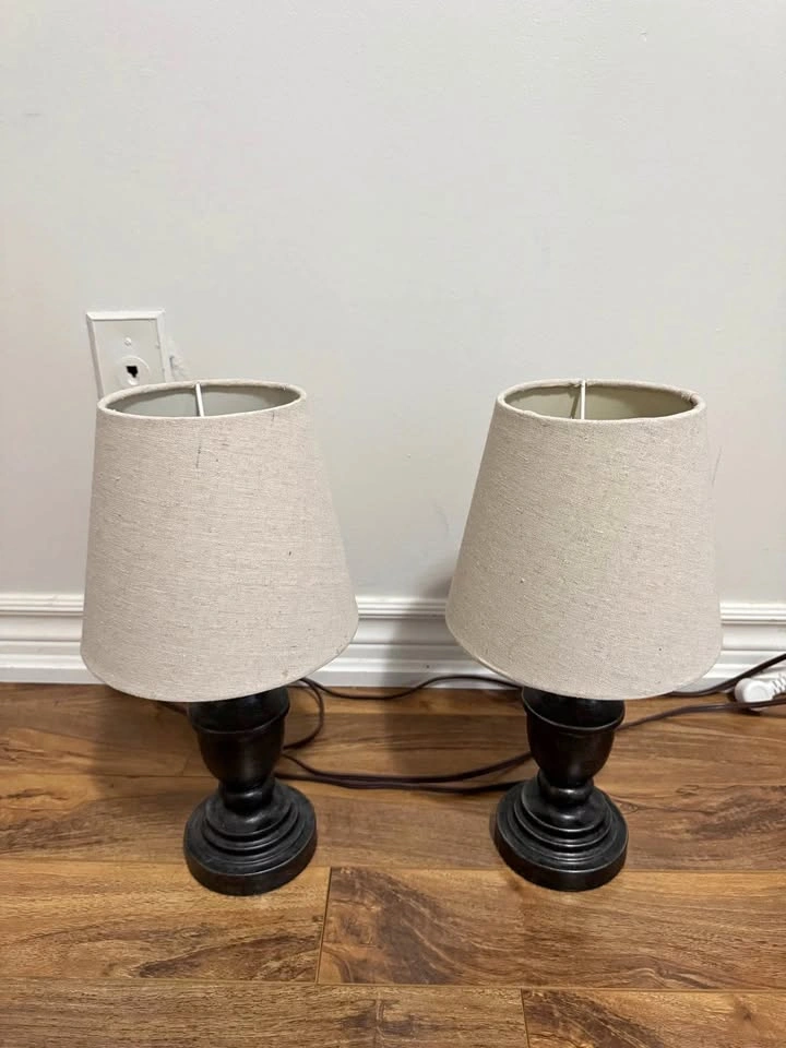 Pair of Table Lamps with Linen Shades
