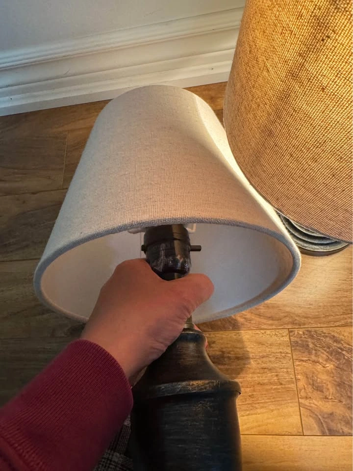 Pair of Table Lamps with Linen Shades - photo 5
