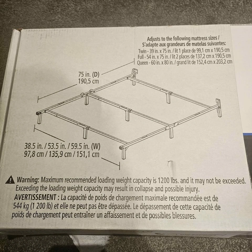 Adjustable Metal Bed Frame - Twin/Double/Queen - photo 3