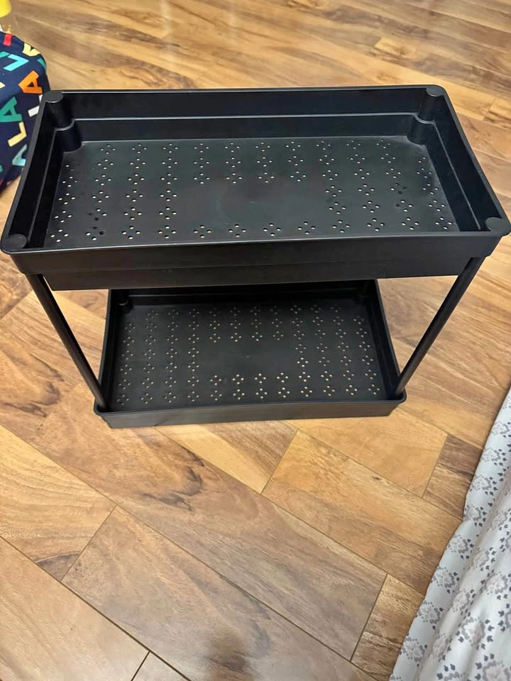 Black 2-Tier Plastic Storage Organizer