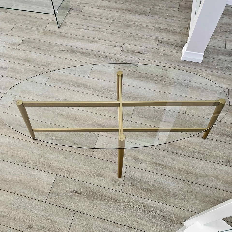 Tempered Glass Coffee Table with Metal Base
