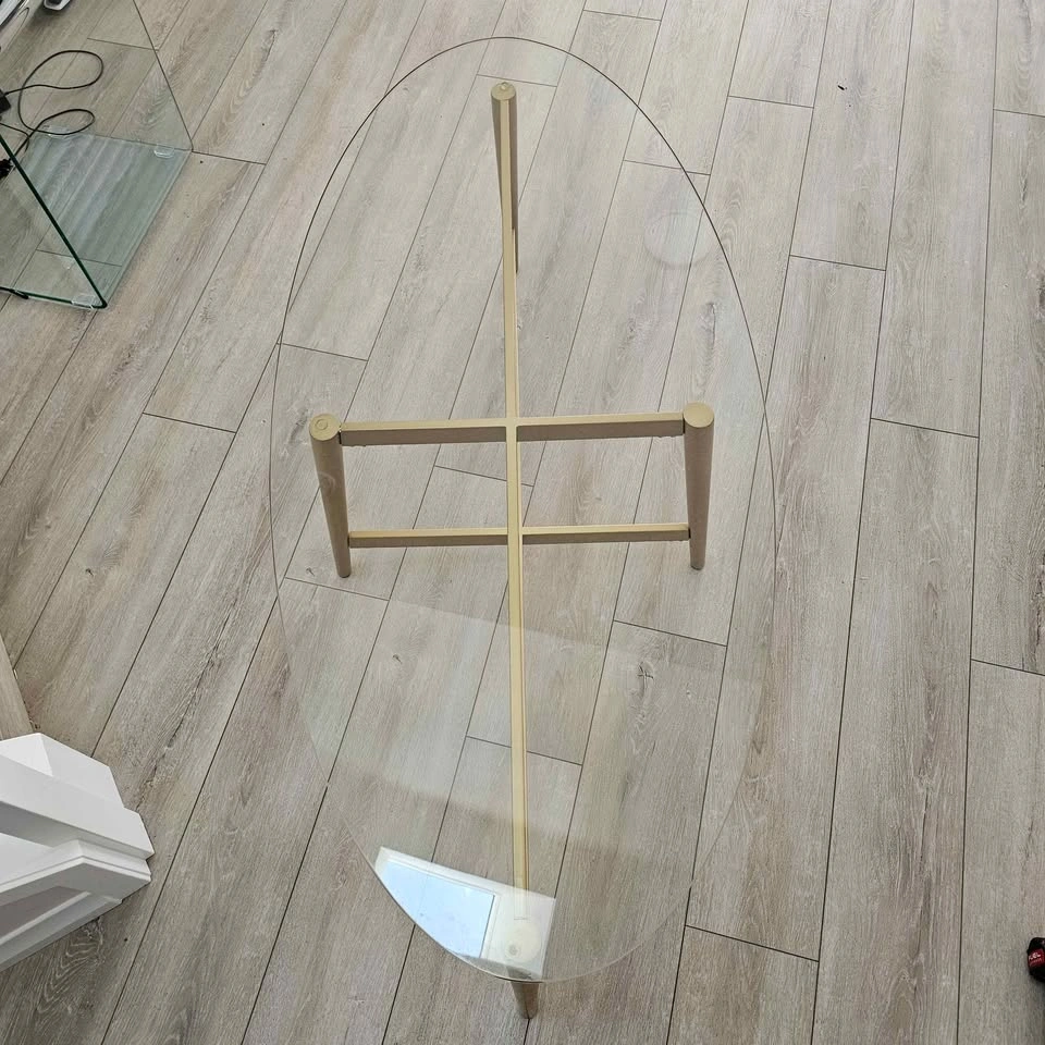 Tempered Glass Coffee Table with Metal Base - photo 2