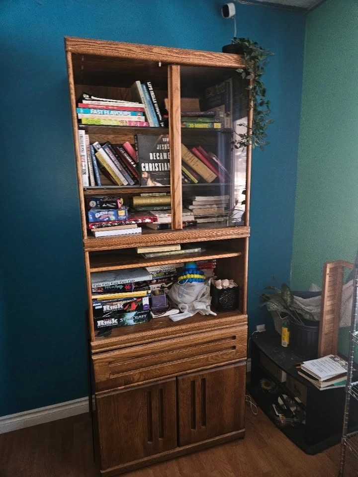 Tall Wood Bookshelf / Display Cabinet w/ Glass Doors – 78” - photo 2