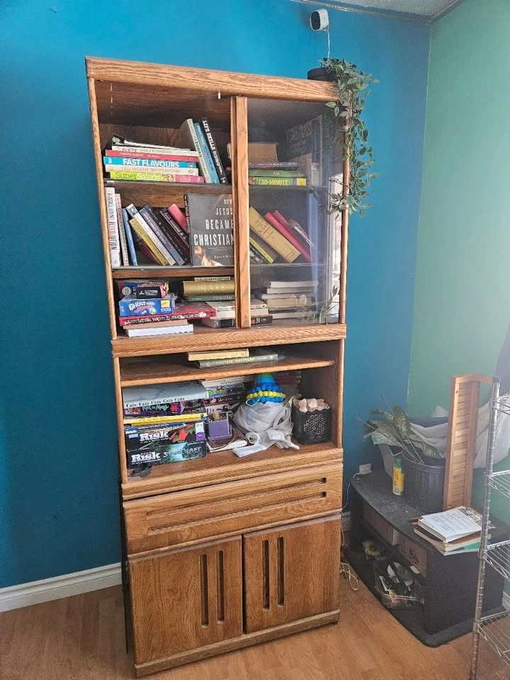 Tall Wood Bookshelf / Display Cabinet w/ Glass Doors – 78” - photo 3