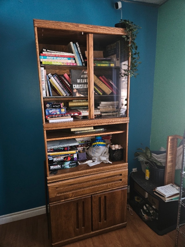 Tall Wood Bookshelf / Display Cabinet w/ Glass Doors – 78” - photo 2
